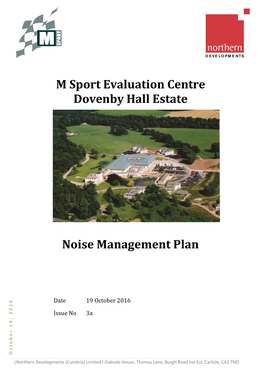 M Sport Evaluation Centre Dovenby Hall Estate Noise Management Plan