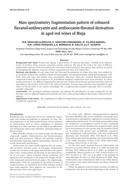 Mass Spectrometry Fragmentation Pattern of Coloured Flavanol