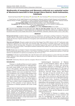 Biodiversity of Mosquitoes and Mansonia Uniformis As a Potential Vector of Wuchereria Bancrofti in Hulu Sungai Utara District, South Kalimantan, Indonesia