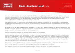 Hans-Joachim Heist - VITA +49 89 74 99 90 01 Mkrueger@Knacker-Einfach.De