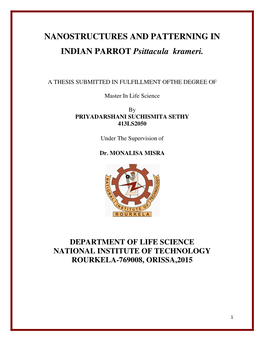 NANOSTRUCTURES and PATTERNING in INDIAN PARROT Psittacula Krameri