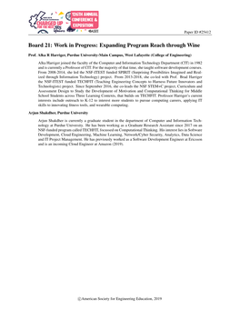 Work in Progress: Expanding Program Reach Through Wine