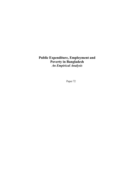 Public Expenditure, Employment and Poverty in Bangladesh an Empirical Analysis