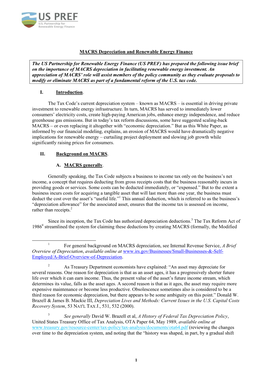 MACRS Depreciation and Renewable Energy Finance