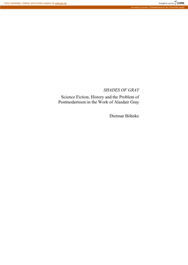 SHADES of GRAY Science Fiction, History and the Problem of Postmodernism in the Work of Alasdair Gray