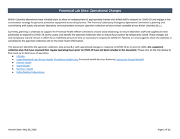 Provincial Lab Sites: Operational Changes