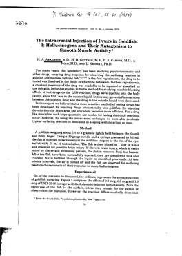 The Intracranial Injection of Drugs in Goldfish. I: Hallucinogens and Their Antagonism to Smooth Muscle Activity*