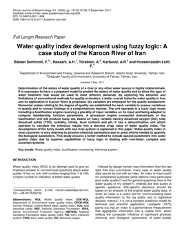 Water Quality Index Development Using Fuzzy Logic: a Case Study of the Karoon River of Iran