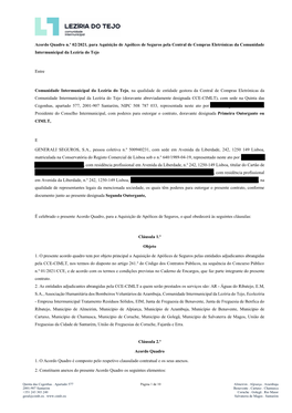 Acordo Quadro N.º 02/2021, Para Aquisição De Apólices De Seguros Pela Central De Compras Eletrónicas Da Comunidade Intermunicipal Da Lezíria Do Tejo