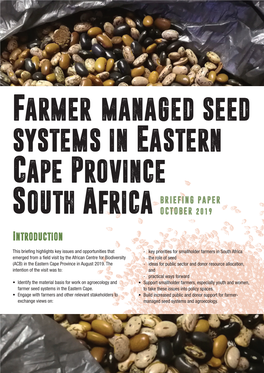 Farmer-Managed Seed Systems in Eastern Cape Province South Africa