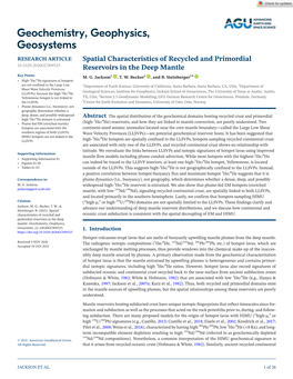 Becker, T. W., & Advance Our Understanding of Deep Mantle Reservoir Distributions, and We Discuss How Continental and Steinberger, B