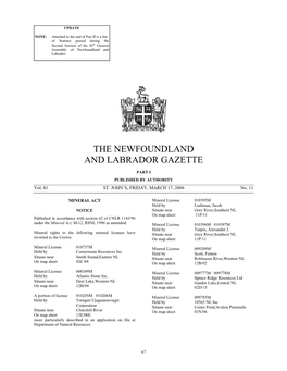 The Newfoundland and Labrador Gazette