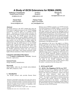 A Study of Iscsi Extensions for RDMA (Iser)