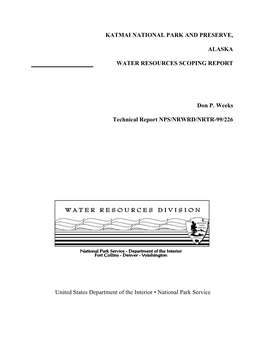Katmai National Park and Preserve, Alaska, Water Resources Scoping Report