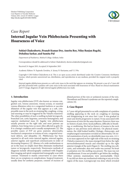 Internal Jugular Vein Phlebectasia Presenting with Hoarseness of Voice