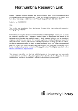 Comparative LCA of Technology Improvement Opportunities for a 1.5 MW Wind Turbine in the Context of an Onshore Wind Farm