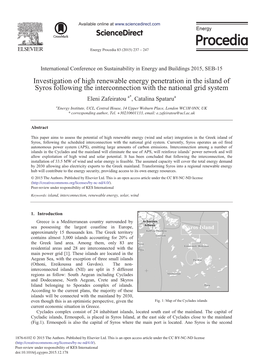 Investigation of High Renewable Energy Penetration in the Island Of