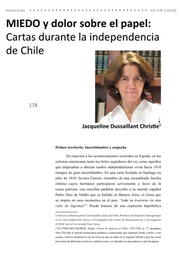 MIEDO Y Dolor Sobre El Papel: Cartas Durante La Independencia De Chile