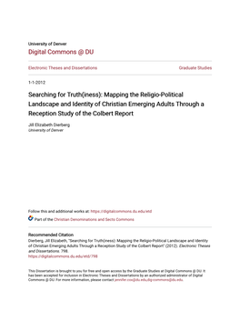 Mapping the Religio-Political Landscape and Identity of Christian Emerging Adults Through a Reception Study of the Colbert Report