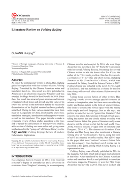 Literature Review on Folding Beijing