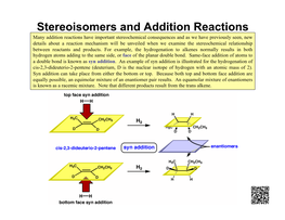 Stereoisomers and Addition Reactions