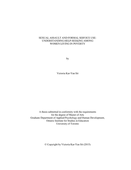 Sexual Assault and Formal Service Use: Understanding Help-Seeking Among Women Living in Poverty