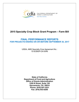 California Department of Food & Agriculture Specialty Crop Block