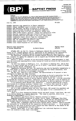 June 21, 1995 95 - 102B ATLANTA--Baptists Urge Opposition to Foster Nomination