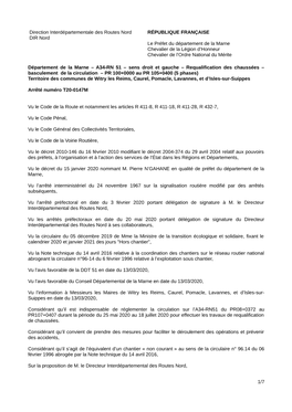 Direction Interdépartementale Des Routes Nord DIR Nord RÉPUBLIQUE FRANÇAISE Le Préfet Du Département De La Marne Chevalier