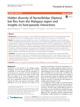(Diptera) Bat Flies from the Malagasy Region and Insights on Host-Parasite Interactions Beza Ramasindrazana1,2,3,4*, Steven M