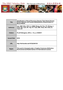 Identification of Novel Rosavirus Species That Infects Diverse Title Rodent Species and Causes Multisystemic Dissemination in Mouse Model