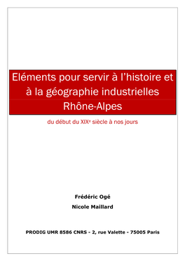 Eléments Pour Servir À L'histoire Et À La Géographie Industrielles Rhône