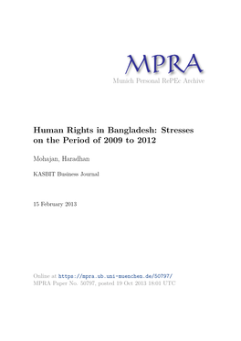 3-Human Rights in Bangladesh Stresses on the Period O F2009 To