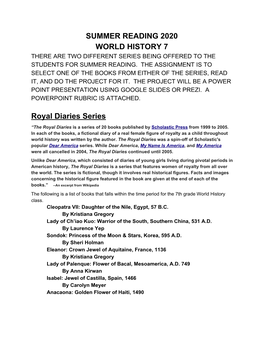 7Th Grade World History Class