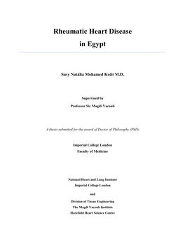 Rheumatic Heart Disease in Egypt