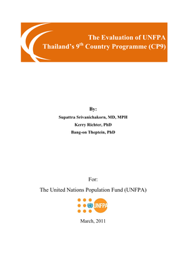 The Evaluation of UNFPA Thailand's 9 Country Programme (CP9)