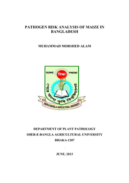 Pathogen Risk Analysis of Maize in Bangladesh