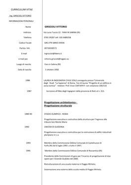 CURRICULUM VITAE Ing. Griscioli Vittorio 03Feb2021