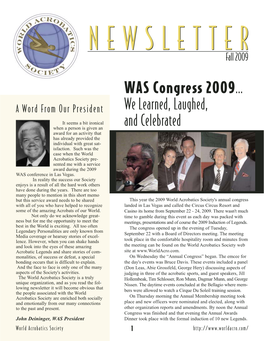 2009 WAS Fall Newsletter