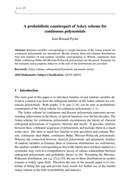 A Probabilistic Counterpart of Askey Scheme for Continuous Polynomials