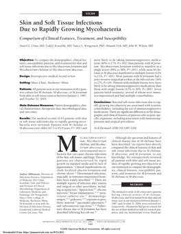 Skin and Soft Tissue Infections Due to Rapidly Growing Mycobacteria Comparison of Clinical Features, Treatment, and Susceptibility