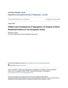 Patterns and Consequences of Segregation: an Analysis of Ethnic Residential Patterns at Two Geographic Scales