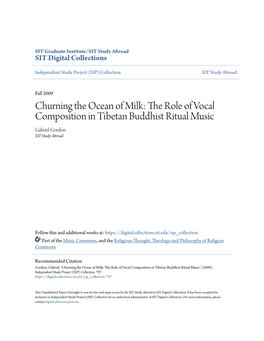 The Role of Vocal Composition in Tibetan Buddhist Ritual Music Gabriel Gordon SIT Study Abroad