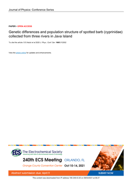 Genetic Differences and Population Structure of Spotted Barb (Cyprinidae) Collected from Three Rivers in Java Island