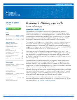 Government of Norway - Aaa Stable 6 July 2021 Annual Credit Analysis