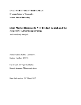 Stock Market Response to New Product Launch and the Respective Advertising Strategy an Event Study Analysis