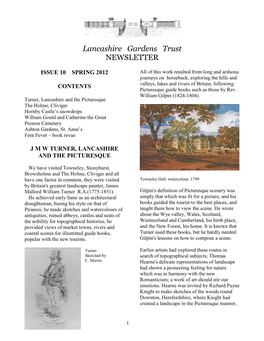 Lancashire Gardens Trust NEWSLETTER