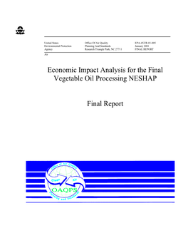 Economic Impact Analysis for the Final Vegetable Oil Processing NESHAP