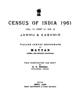 Village Survey Monograph of Mattan, Part VI-No-2, Vol-VI