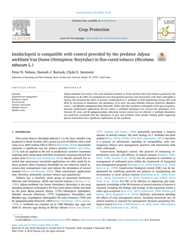 Imidacloprid Is Compatible with Control Provided by the Predator Jalysus